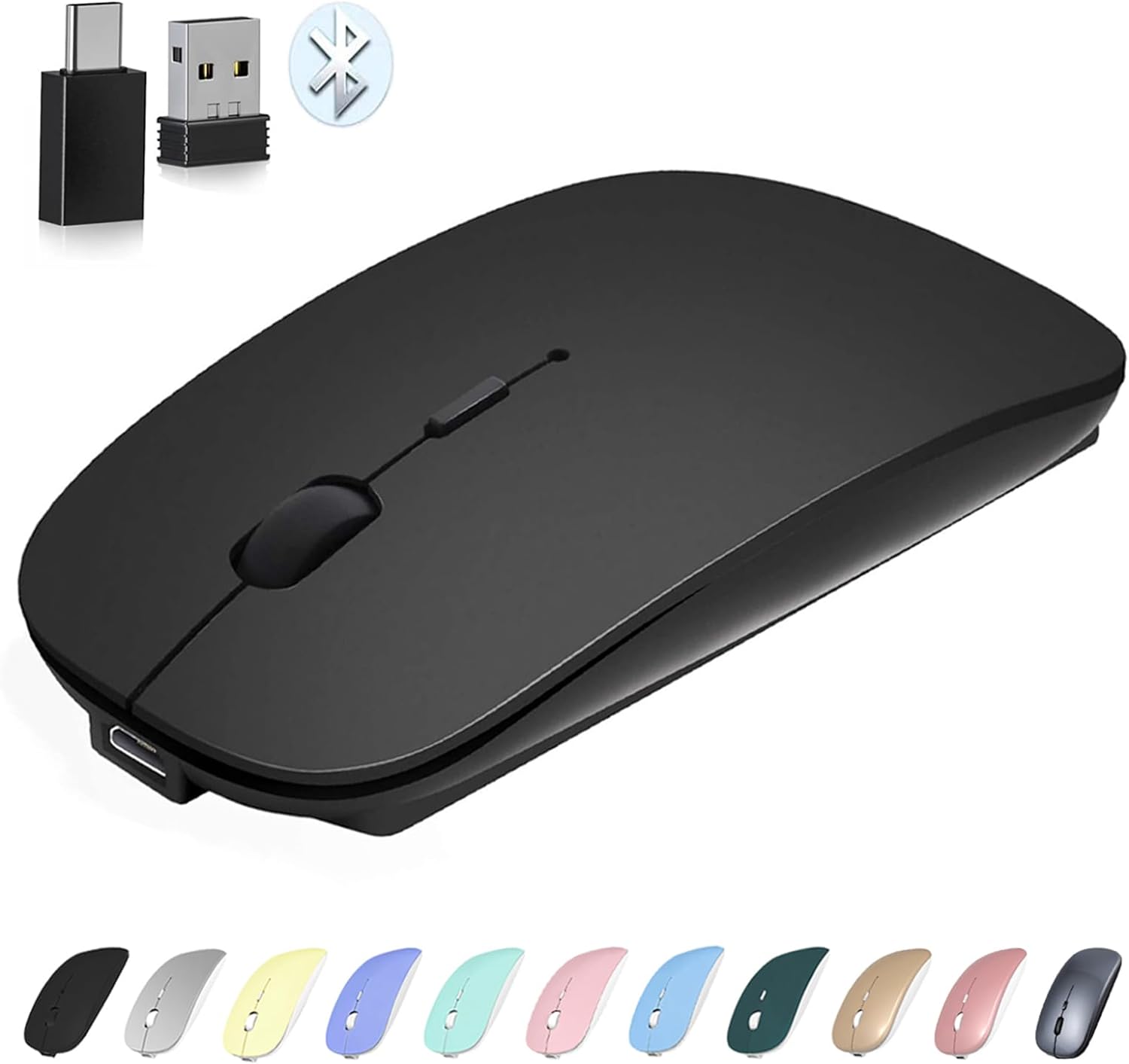 Mouse inalámbrico tipo C de 2,4 GHz ratones ergonómicos USB C para  dispositivos Macbook/Pro USB-C