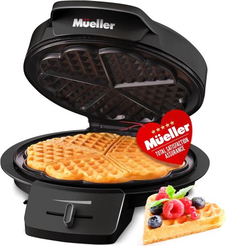 Máquina para hacer Waffles de corazón Mueller; Caja Dañada; Rastros de Uso mínimos en parte externa; 99999900287161; 4.2