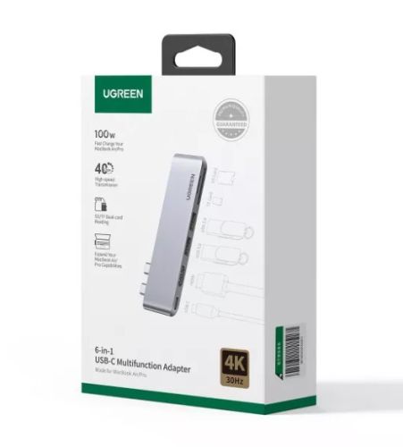 Adaptador Ugreen USB C 6 en 1 Hub para MacBook Pro y MacBook Air; Caja Dañada; 99999900290856; 1.3