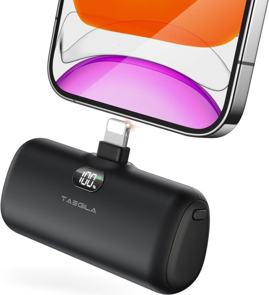 Taegila Cargador portátil pequeño para iPhone de 5000 mAh con cable  integrado, Caja dañada, 2-2