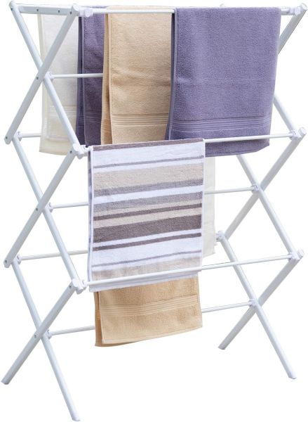 Airer - Estante extensible para secadora de ropa, plegable, extensible,  para balcón, con barra de toalla oculta, estantes de secado de ropa, puede