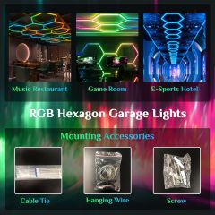 Luces hexagonales RGB para gimnasio, bar, sala de juegos, iluminación de garaje; Caja Dañada; 99999900289061; 2.2