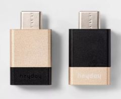 Paquete de 2 adaptadores USB-A a USB-C - heyday Negro/Dorado; Caja Dañada; 99999900290883; 1.3